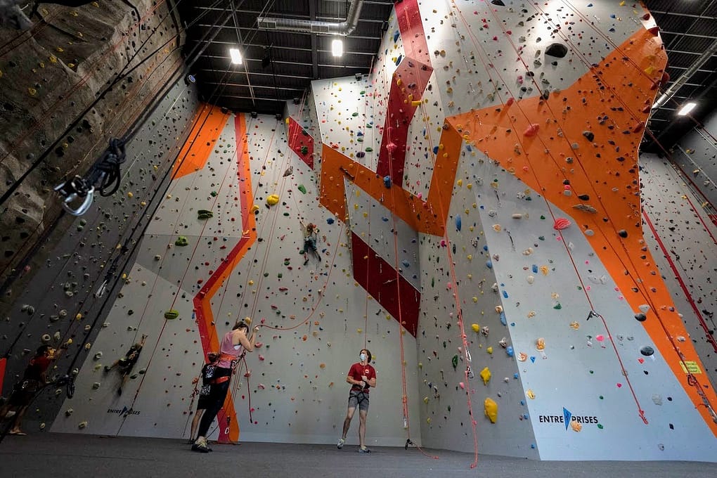 climbers enjoying the new rock gym in Boise, ID.