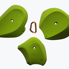 Top view of three 2xl Station jugs climbing holds produced and sold by EP Climbing Walls