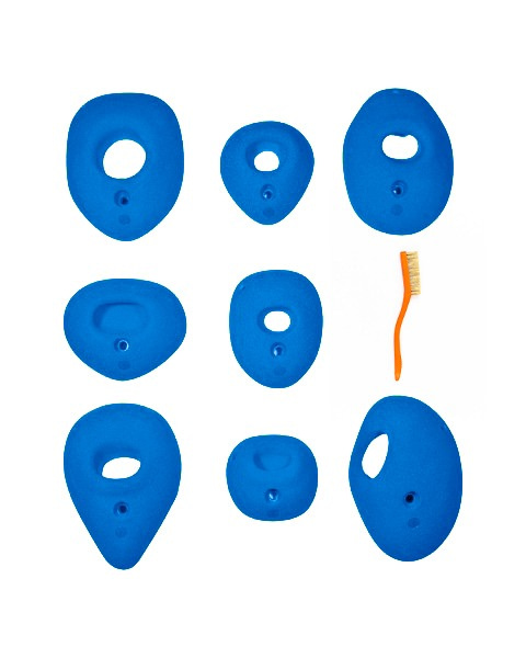 Top View of 8 Medium Form Pockets climbing holds produced and sold by EP Climbing Walls