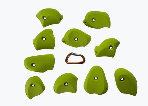 Top view of 10 Medium station jugs climbing holds produced and sold by EP Climbing walls