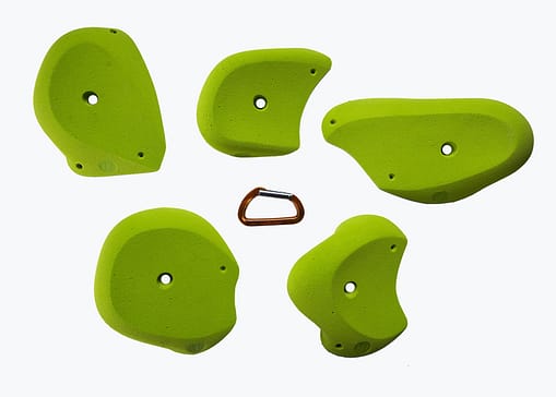 Top view of 5 XL Station Jugs (Set-A) climbing holds produced and sold by EP Climbing Walls