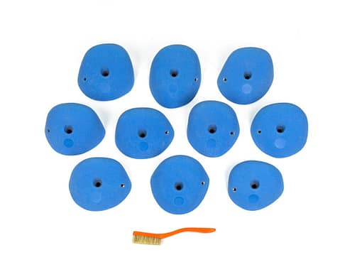 Top view of 10 Large predator jugs climbing holds produced and sold by EP Climbing walls