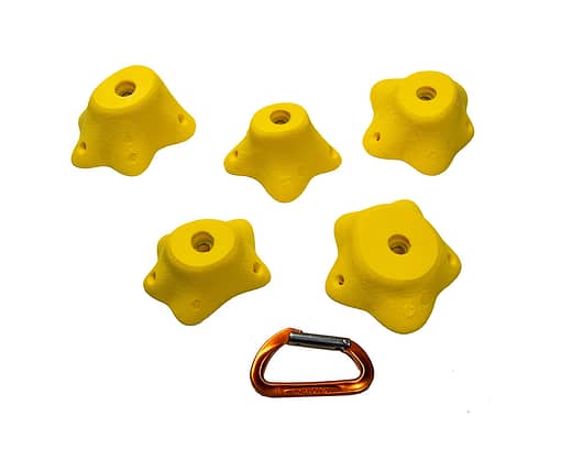 Perspective view of 5 Medium Stumps climbing holds produced and sold by Ep Climbing walls