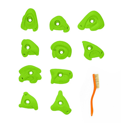 Top view of 10 small drifters hand holds produced and sold by EP Climbing Walls