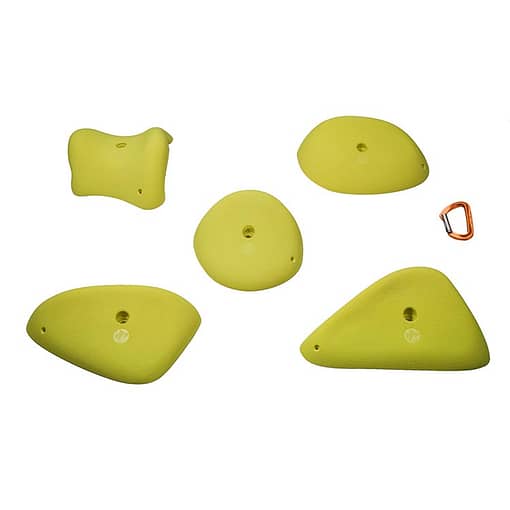 Top view of 5 XL Form Plates hand holds produced and sold by EP Climbing Walls