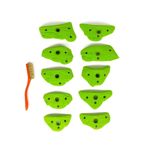 Top view of 10 Small Cambrian Edge climbing holds produced and sold by EP Climbing Walls