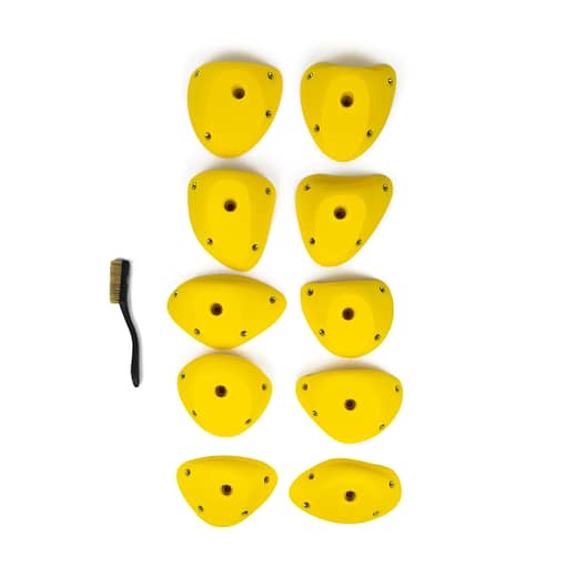 Top view of 10 Medium Tumblers 2.0 jug climbing holds produced and sold by EP Climbing walls